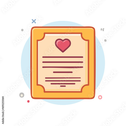 Lovely Certificate Card with Heart Symbol in Frame Illustration