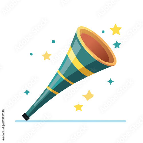 Stylized Spyglass Telescope Illustration with Sparkling Stars