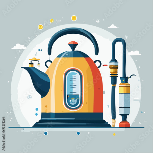 Colorful Retro Electric Kettle With Accessories