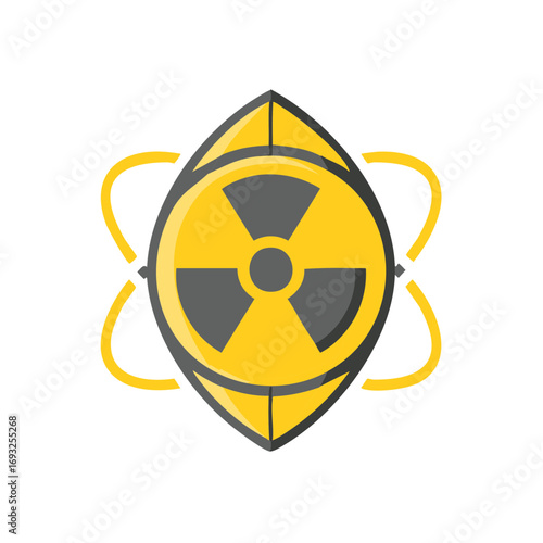 Stylized Vector of Atomic Radiation Hazard Warning Symbol in Yellow and Grey