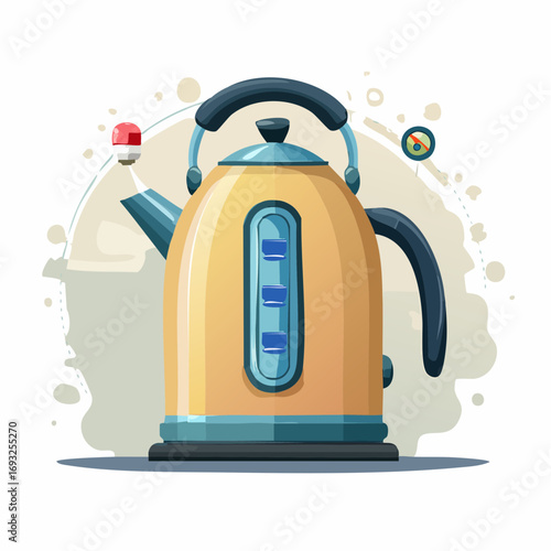 Pastel Yellow Electric Kettle With Teal Accents