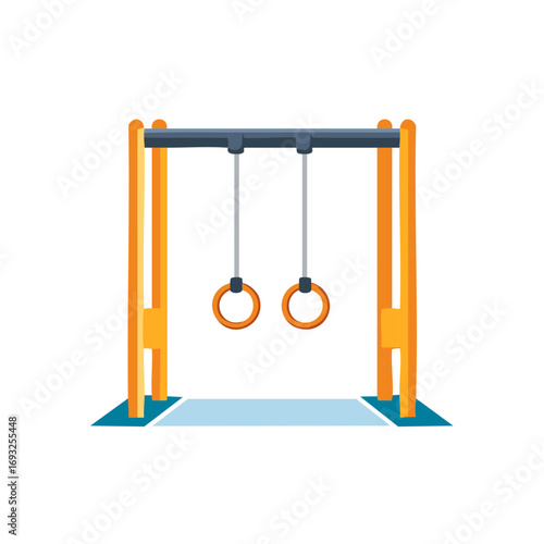 Gymnastic Rings on Outdoor Fitness Equipment Frame