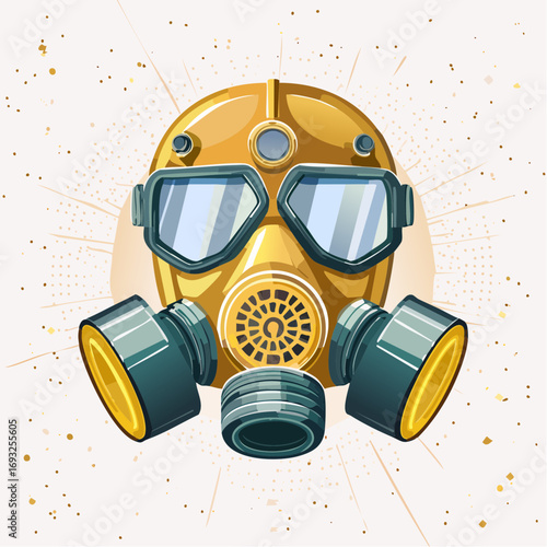 Golden Respirator Mask Graphic Design