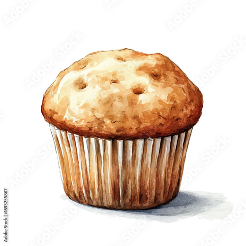 Muffin, watercolor vector, isolated on a white background.