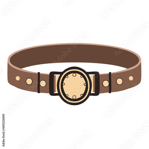 Stylish Brown Leather Belt with Circular Buckle Fashion Accessory Detailed Design