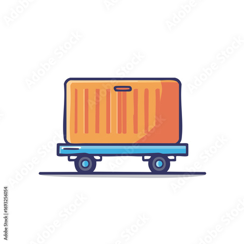 Illustration of a cargo container on a cart, transportation concept