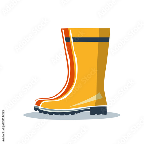 Yellow Rubber Boot Vector Illustration Safety Footwear for Gardening and Rain Protection
