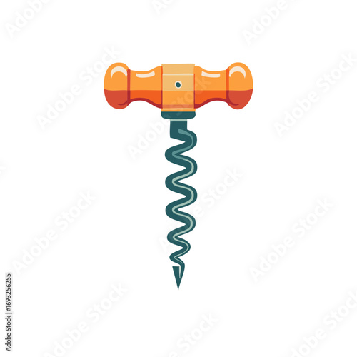Orange Handled Corkscrew with Steel Spiral for Opening Wine Bottles