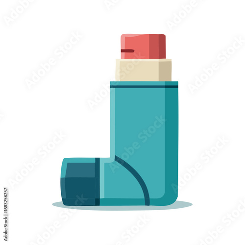Medical asthma inhaler for respiratory treatment and allergy relief vector illustration