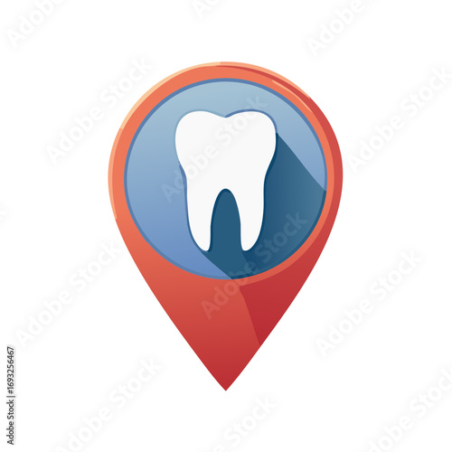 Dental Care Location Marker with Tooth Icon for Dentist Office