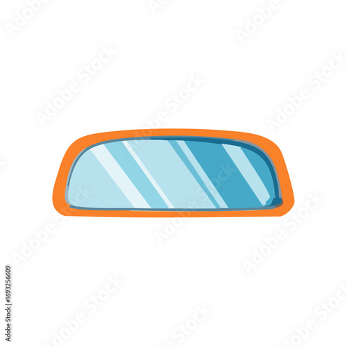 Cartoon Automobile Rearview Mirror Isolated Flat Design Illustration