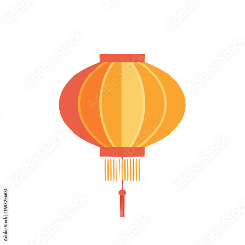 Festive orange Chinese lantern with tassels for lunar new year celebrations