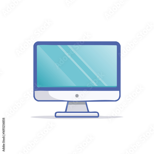 Illustration of a modern desktop computer with a screen in a flat vector style