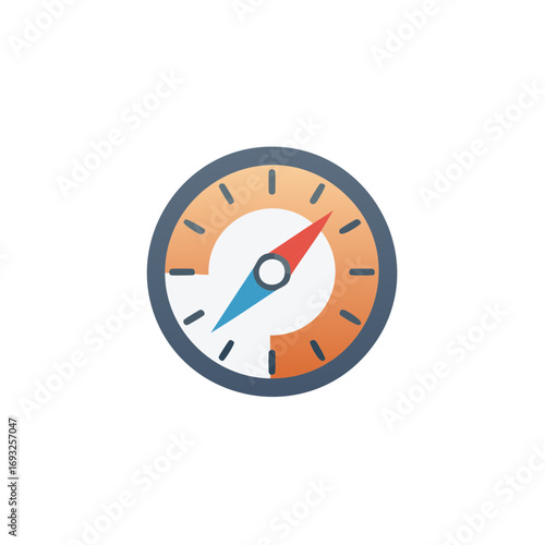 Simple flat design compass icon for navigation and direction guidance travel adventure exploration