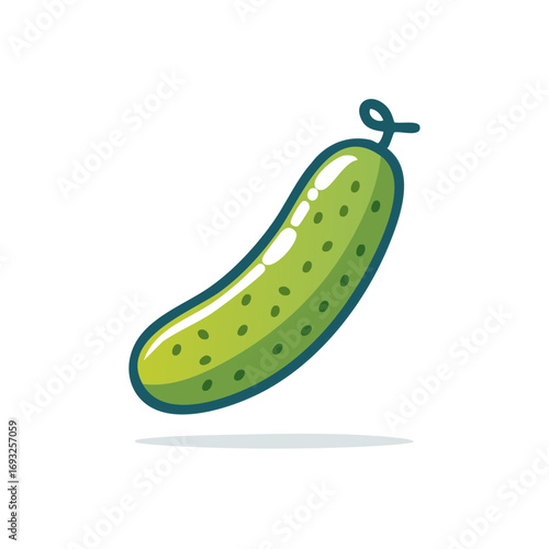 Green cartoon cucumber isolated illustration