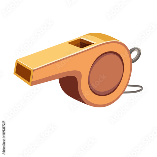 Cartoon Referee Whistle Orange Sporting Equipment Blow Vector Illustration isolated