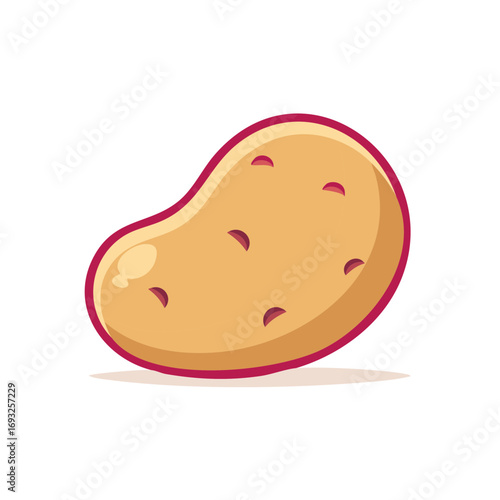 Cartoon Potato with Purple Outline and Dimples