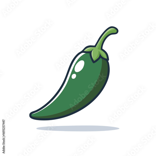 Green chili pepper illustration for food design and culinary themes.
