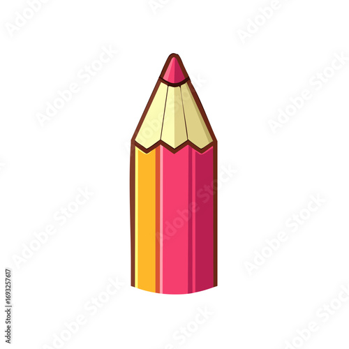 Vibrant yellow and pink sharpened pencil illustration for art creativity and school education