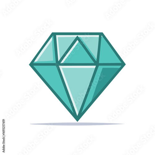 Turquoise Diamond Gemstone Graphic Isolated Flat Design