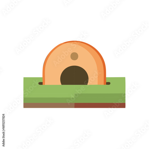 Stylized Illustration of a Terracotta Oven with a Green Base