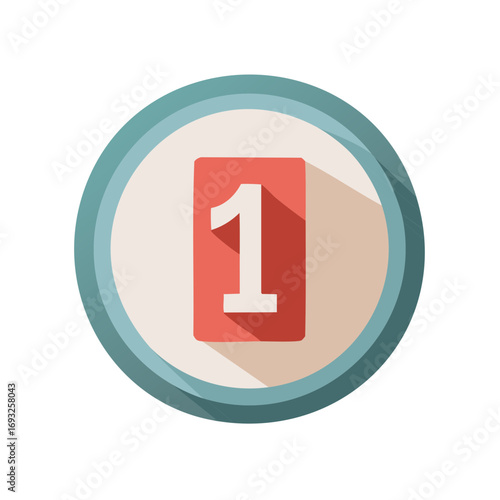 Number one in circle, minimal style, ranking concept, isolated vector