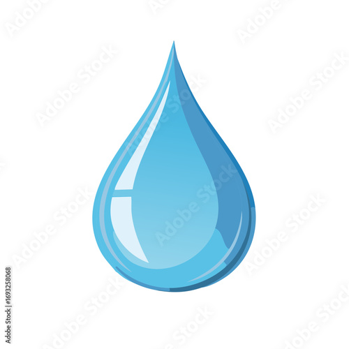 Clear Blue Water Droplet with Reflections, Symbolizing Purity and Freshness