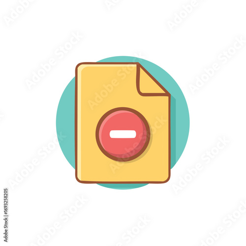 File Removal Icon Minimalist Design Deletion Symbol on Document Cute Simple Art