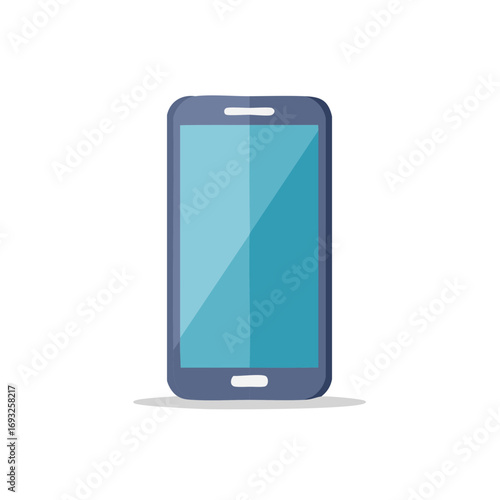 Modern Mobile Phone Mockup with Blue Screen Display for App Showcase and Technology Concepts