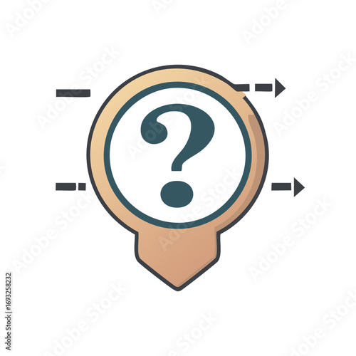 Question mark inside map pointer with arrows pointing to left and right symbol design