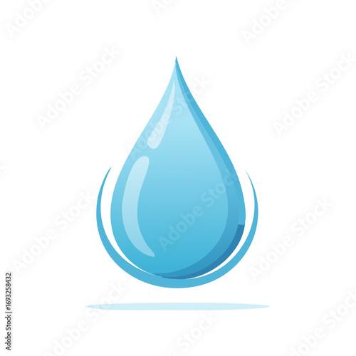 Blue Water Drop Icon Vector Illustration Symbolizing Purity Cleanliness and Freshness