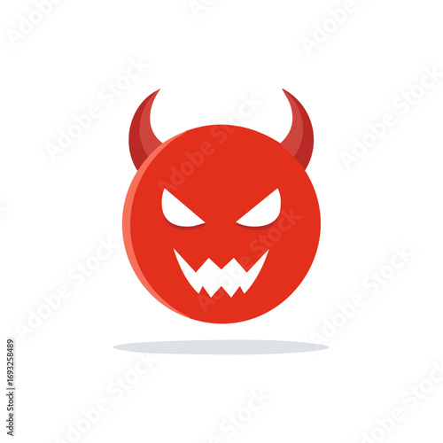 Cartoon devil face illustration showing anger or malice, design elements for Halloween or horror themed graphics