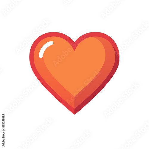 Stylized red and orange heart icon with a glossy highlight for love and romance