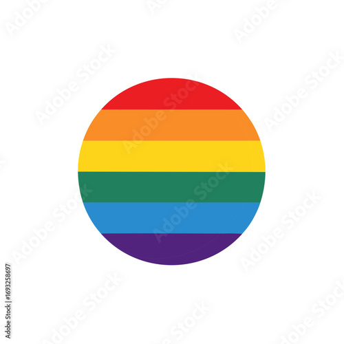 LGBTQ+ Pride Rainbow Striped Circle, Diversity Symbol Graphic, Inclusion and Acceptance Icon Illustration, Pride Month