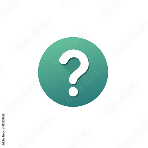 Question mark icon on a green circle suggesting inquiry, problem solving, unknown, or assistance needed