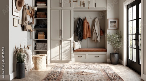 Cozy entryway design with storage