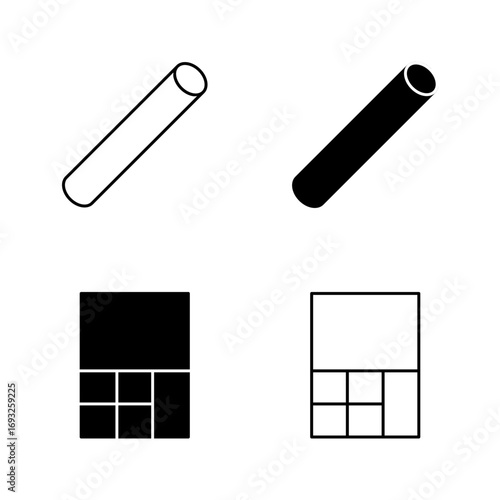 Chalk and Calculator Icons – Math and Education Symbol in Solid and Line Style