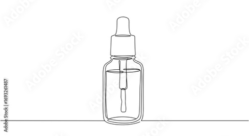 Monoline style illustration of a dropper bottle on a transparent background  
