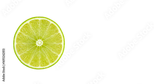 Vibrant Green Lime Slice on a Black and Stylized Horizontal Green Background