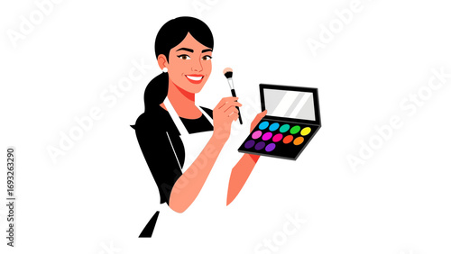 Two stylish women one with short dark hair holding scissors and a hairdryer the other with long wavy purple hair holding a curling iron representing hair salon services and styling