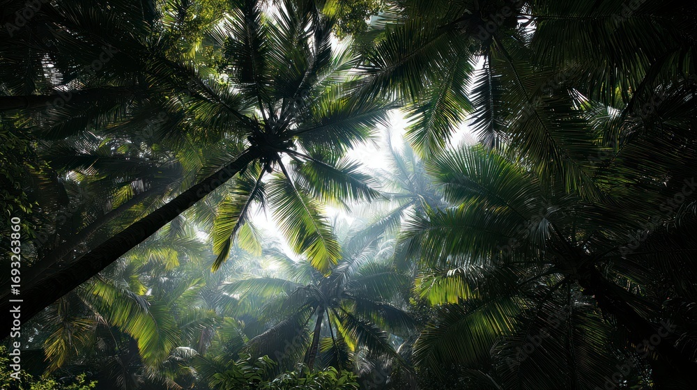 Fototapeta premium Tropical palm trees sunlight