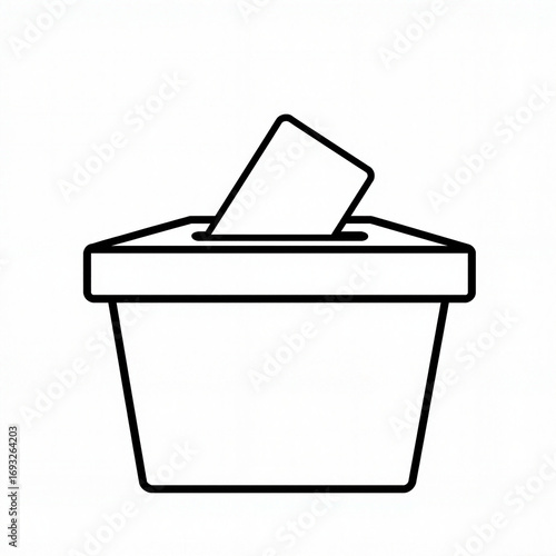 Outline of ballot box with a voting slip representing elections and civic engagement 