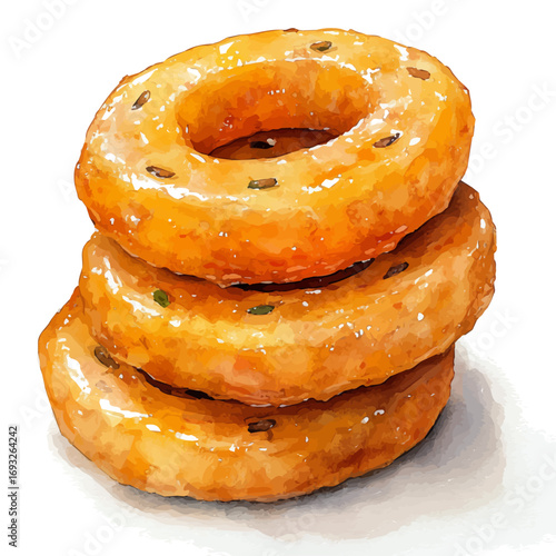 Jalebi, watercolor vector, isolated on a white background.