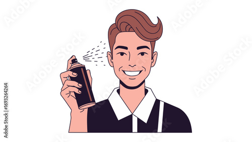 Young woman with a white facial mask applied to her face looking into a handheld mirror with her hair in a bun