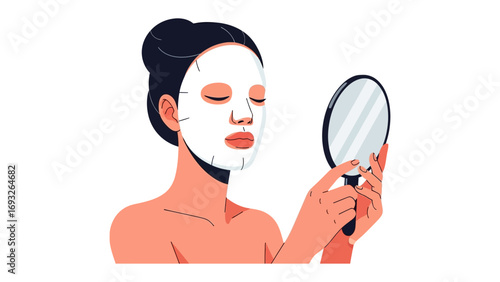 Beautiful young woman with eyes closed wearing a white towel on her head and body holding a bottle of serum for skincare and beauty treatments