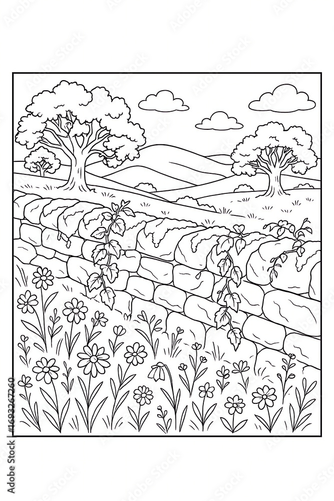 Obraz premium stone wall countryside