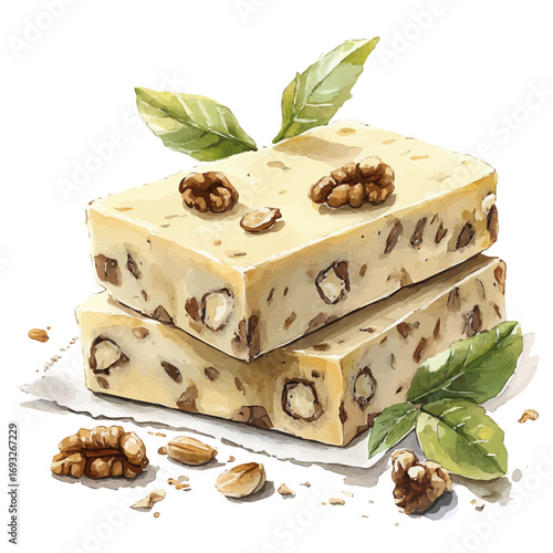 watercolor of Halva, vector, isolated on a white background.