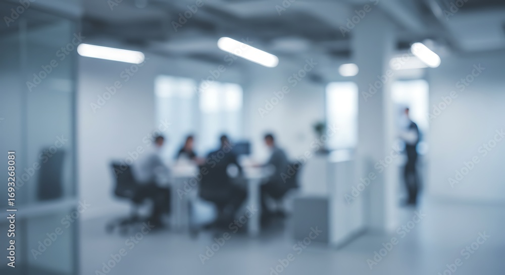 Modern Abstract blurred interior modern office space with business people working banner background Modern Abstract blurred interior modern office space with business people working banner background