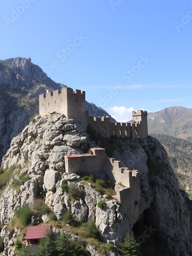 old bedraggled stronghold fort in the mountain rock