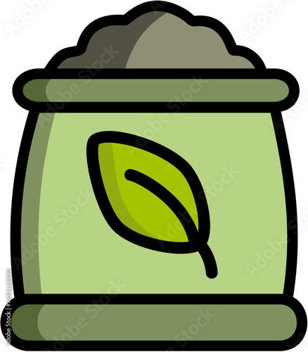 Detailed Outline Sack of Fertilizer With Leaf Gardening Icon